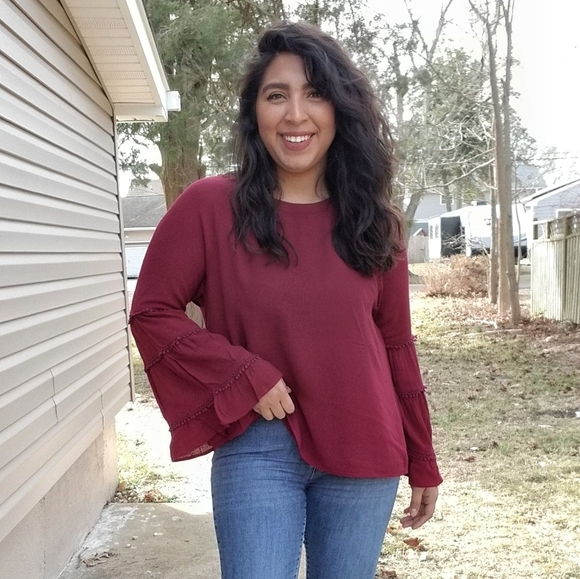 ALL TOO WELL POM POM BELL SLEEVE TOP - Picture 8 of 16